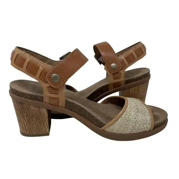 Dansko Debby Sandals Leather Woven Raffia Brown Size 40 Boho Chic Mediterranean - Picture 11 of 15